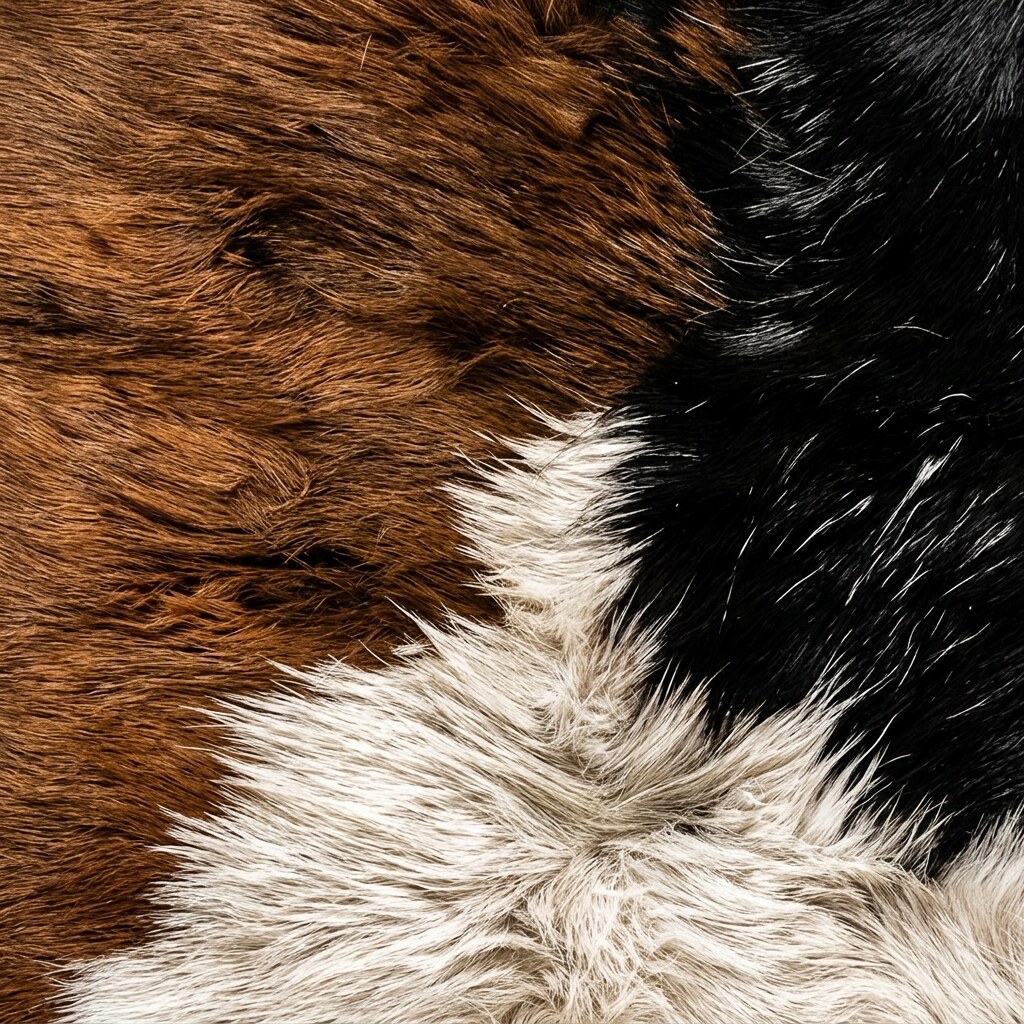 Driekleur cowhide materiaal