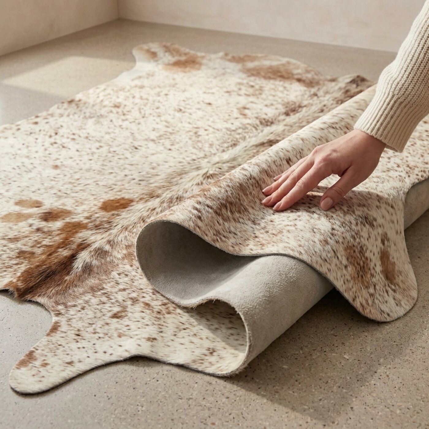 Koeienhuid Zout & Peper Bruin-Wit Licht - image 4