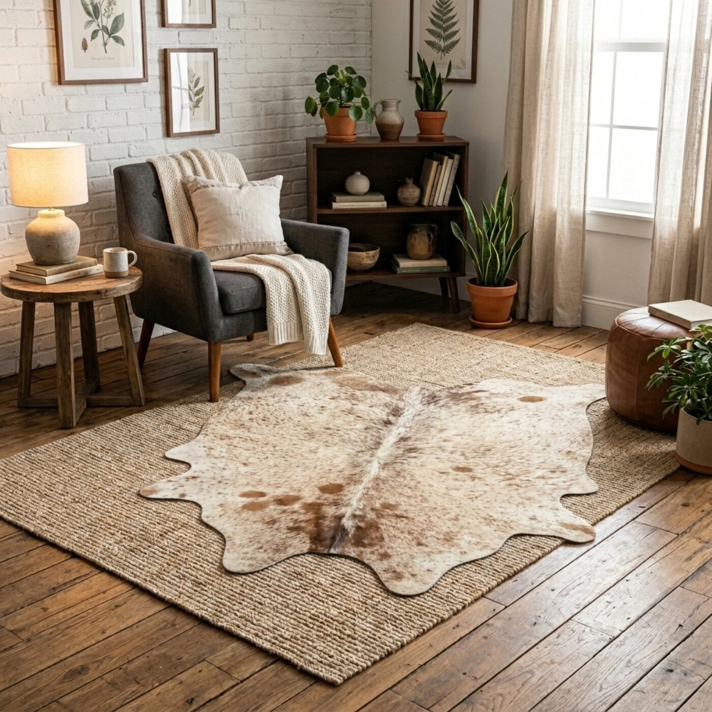 Koeienhuid Zout & Peper Bruin-Wit Licht - image 1