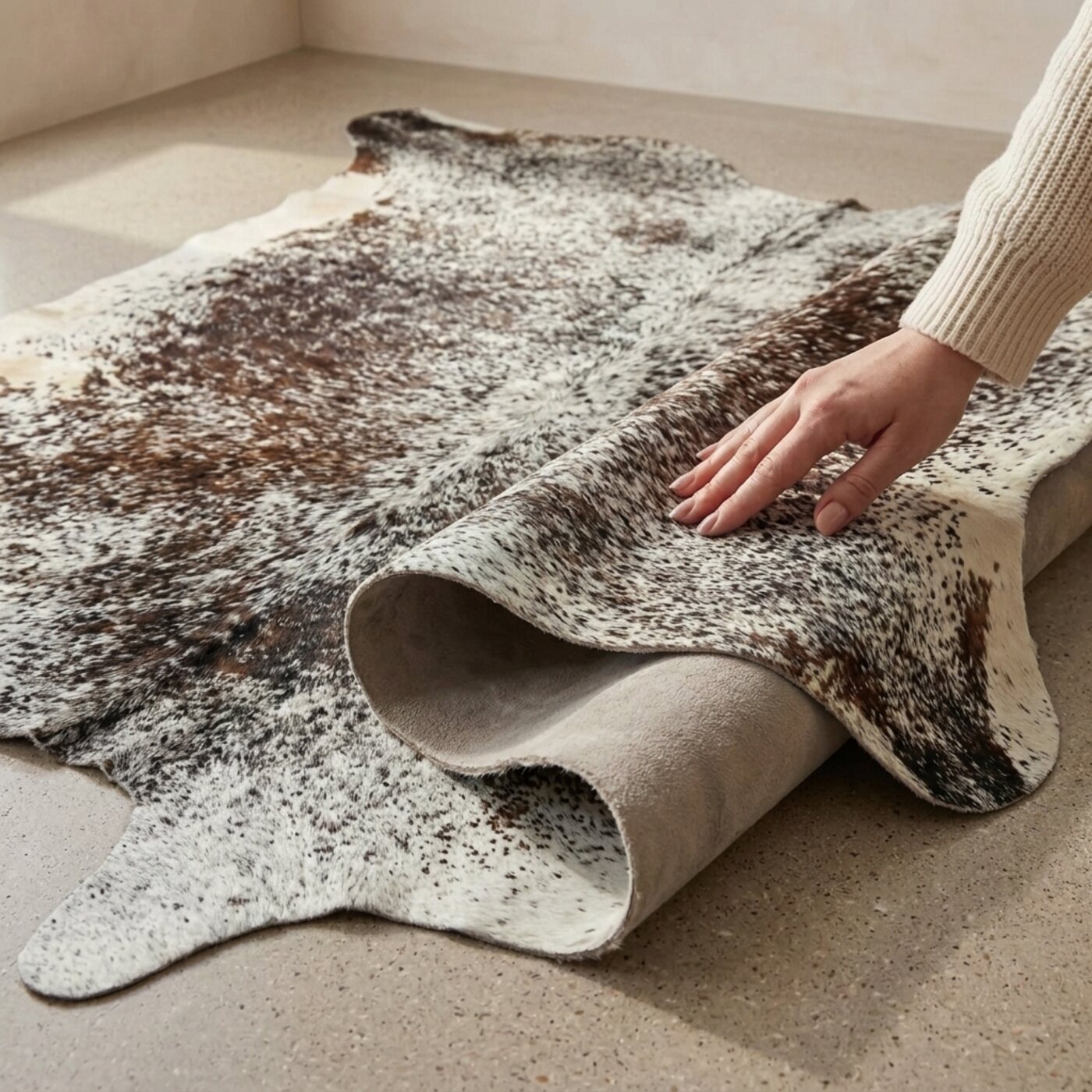 Koeienhuid Zout & Peper Driekleur - image 4