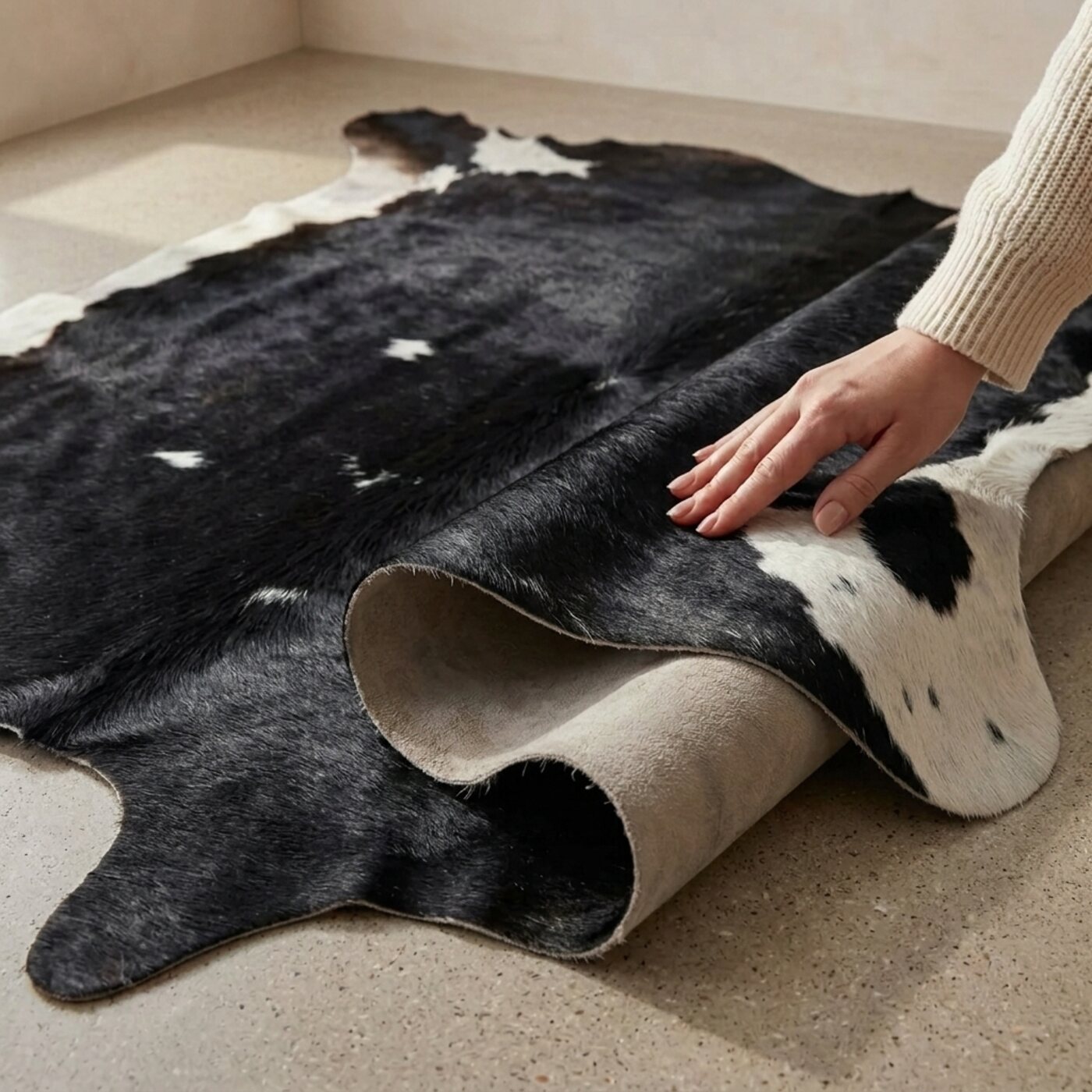 Koeienhuid Zwart-Wit Bont Donker - image 4