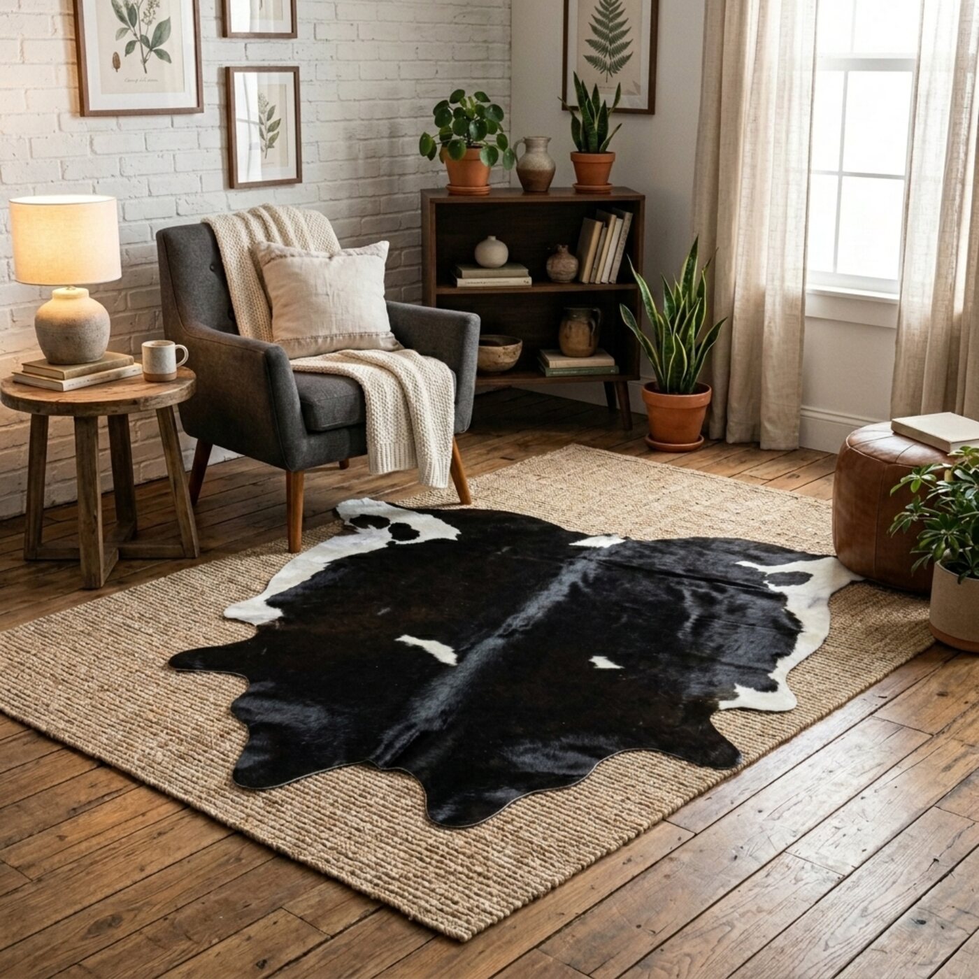 Koeienhuid Zwart-Wit Bont Donker - image 1