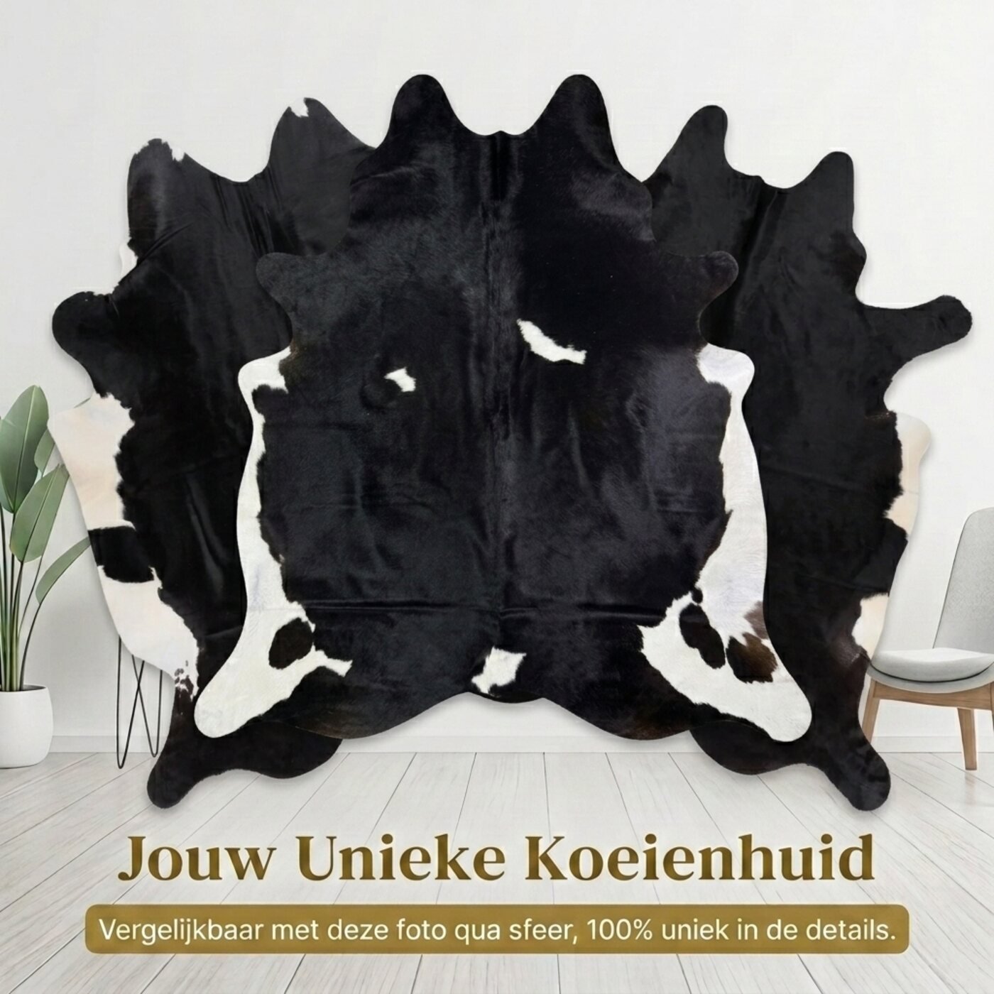 Koeienhuid Zwart-Wit Bont Donker - image 6