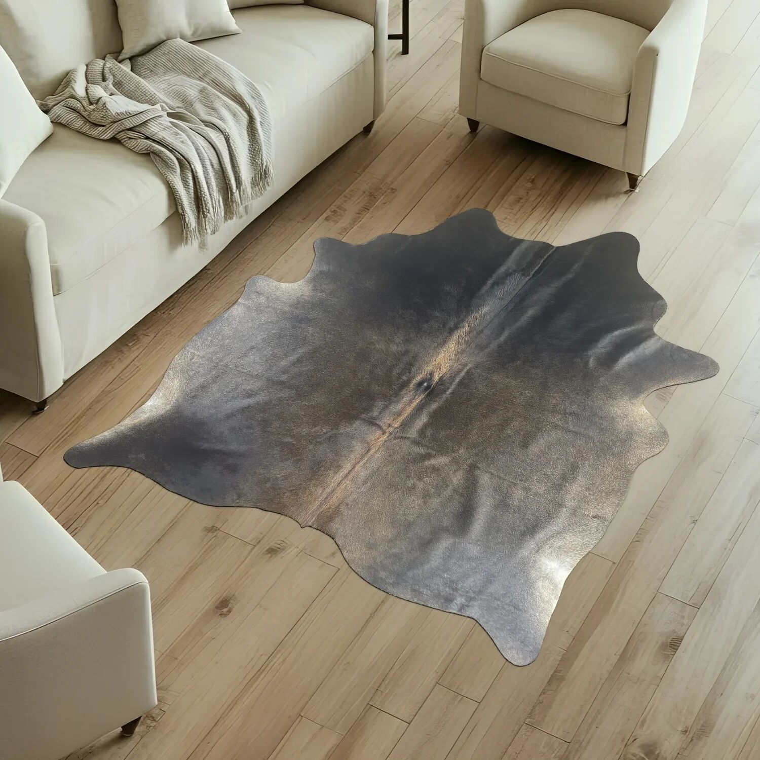 Koeienhuid Vloerkleed 217x188 cm - interieurfoto