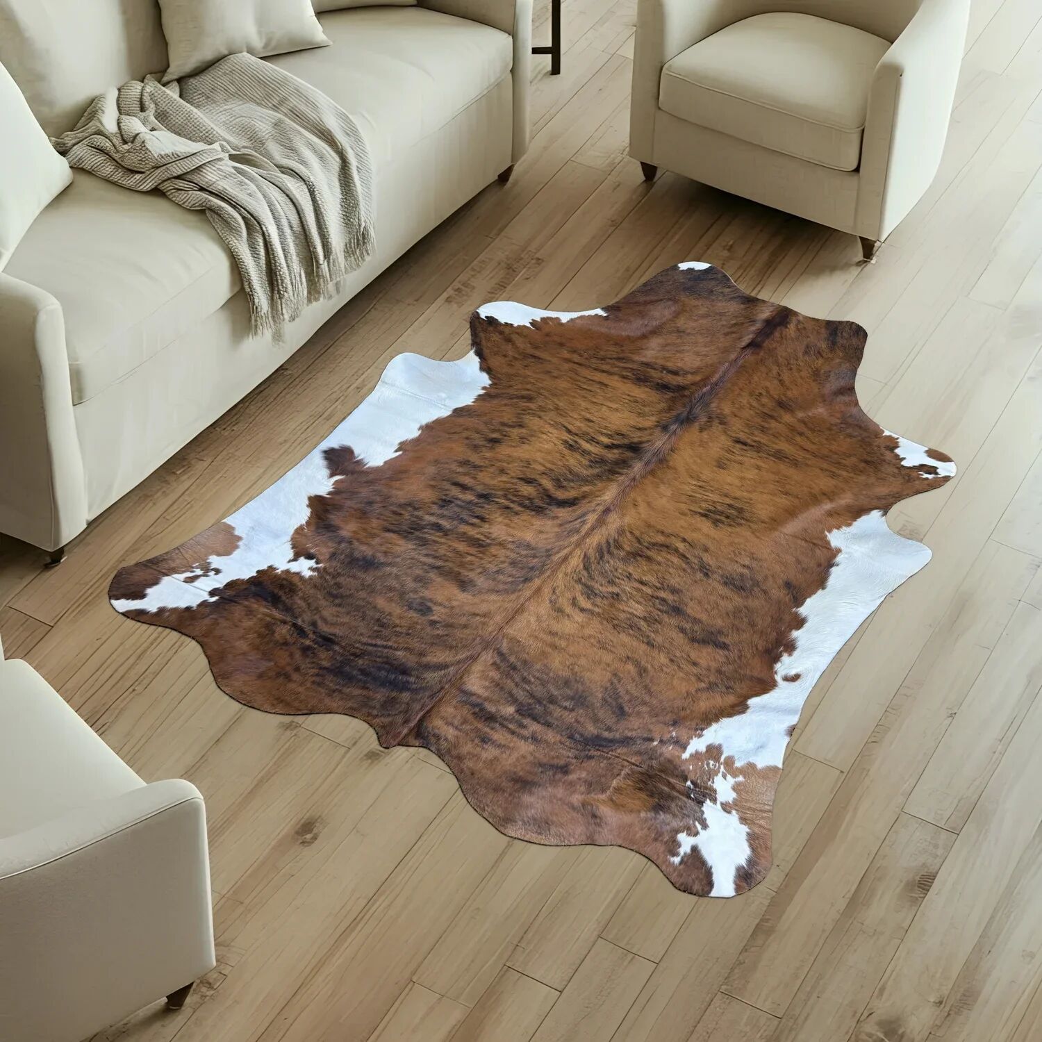 Koeienhuid Vloerkleed 220x192 cm - interieurfoto