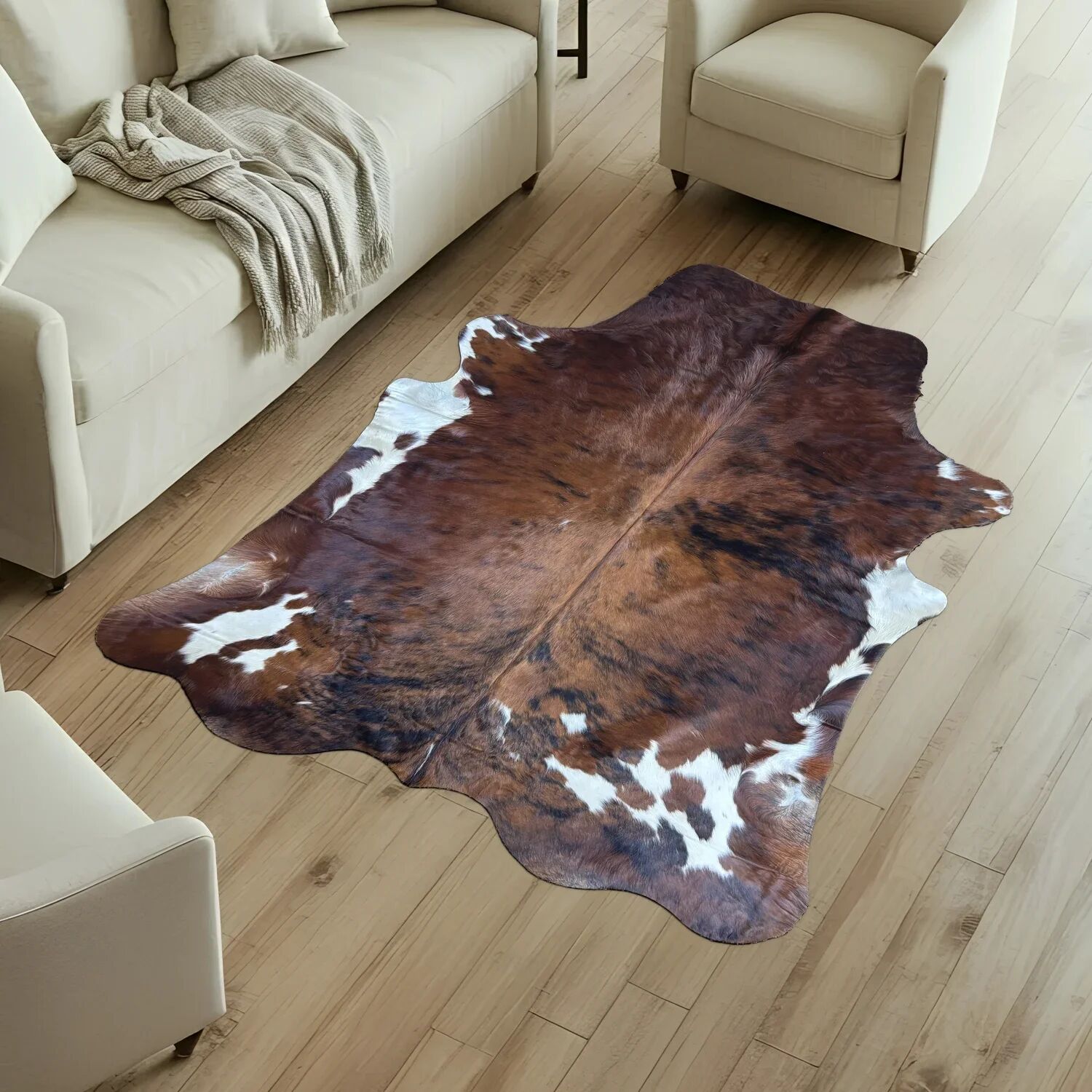 Koeienhuid Vloerkleed 223x193 cm - interieurfoto