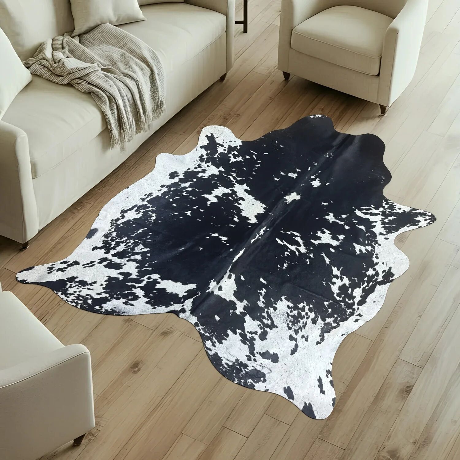 Koeienhuid Vloerkleed 230x202 cm - interieurfoto