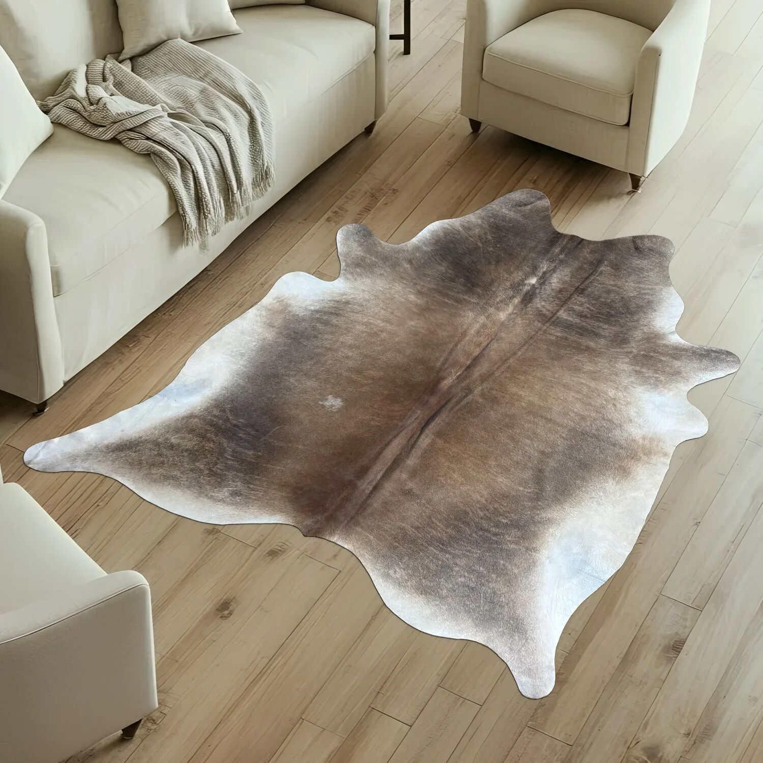 Koeienhuid Vloerkleed 230x206 cm - interieurfoto