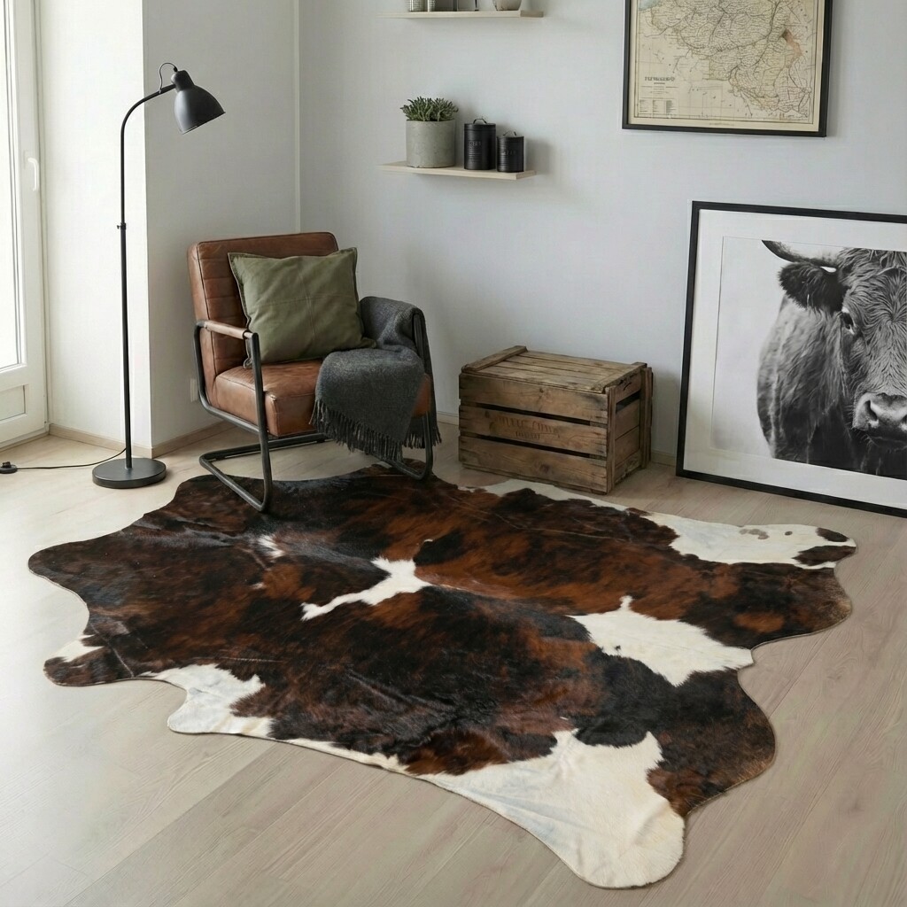 Koeienhuid Vloerkleed 232x213 cm - interieurfoto