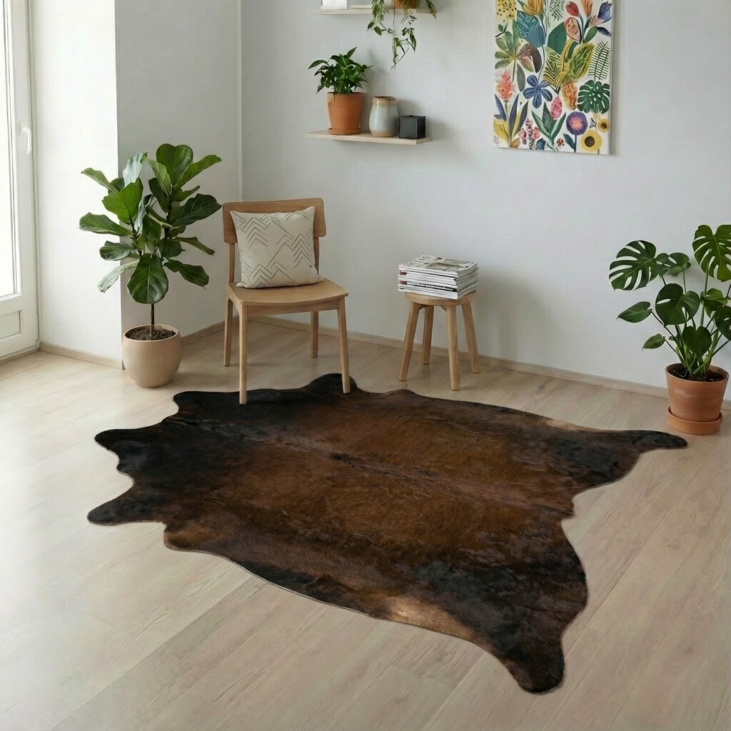 Koeienhuid Vloerkleed 223x194 cm - interieurfoto
