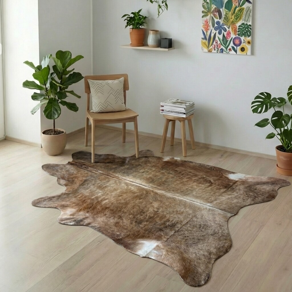 Koeienhuid Vloerkleed 224x216 cm - interieurfoto