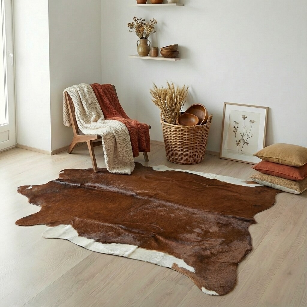 Koeienhuid Vloerkleed 233x207 cm - interieurfoto
