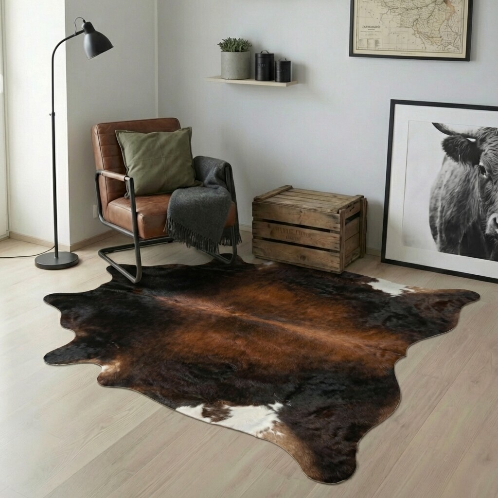 Koeienhuid Vloerkleed 229x195 cm - interieurfoto