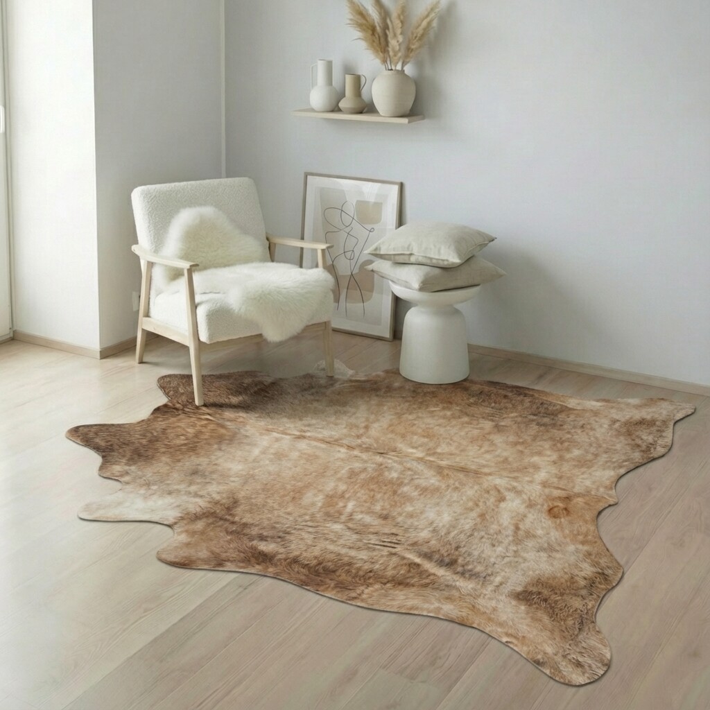 Koeienhuid Vloerkleed 221x215 cm - interieurfoto