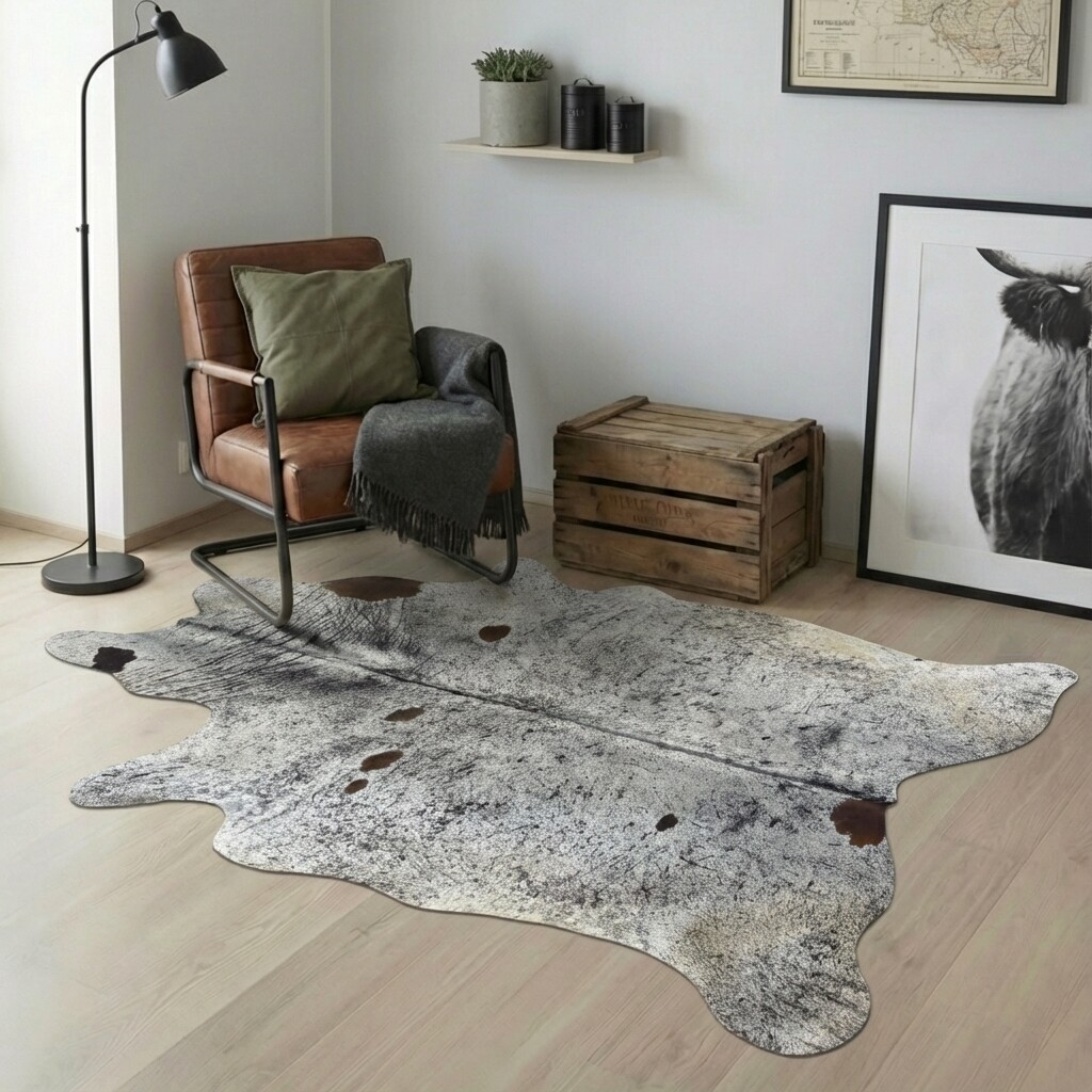 Koeienhuid Vloerkleed 222x183 cm - interieurfoto