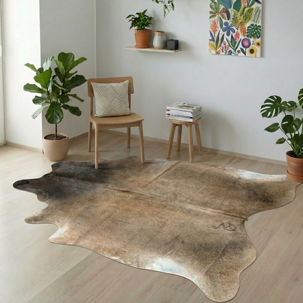 Koeienhuid Vloerkleed 229x213 cm XL (Groot) - interieurfoto