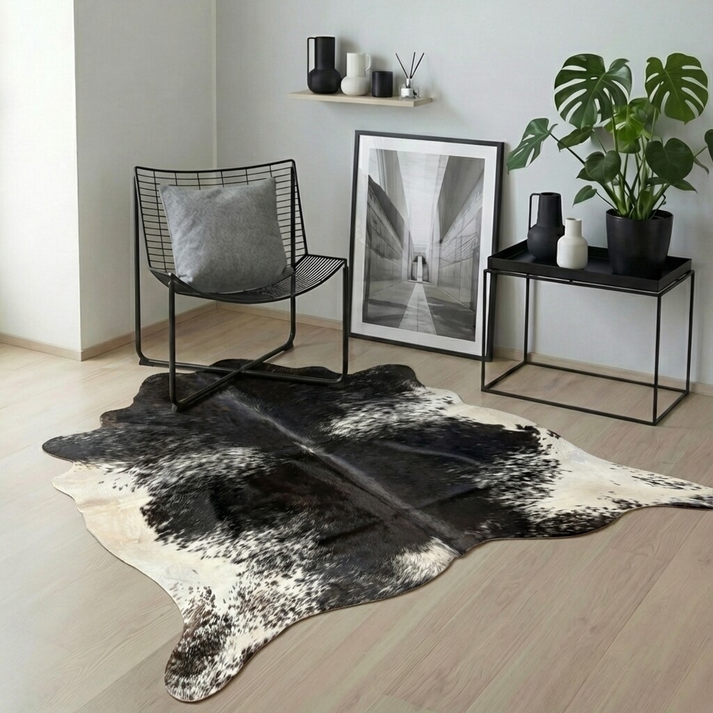 Koeienhuid Vloerkleed 213x206 cm - interieurfoto