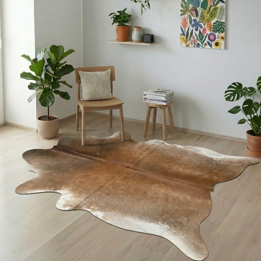 Koeienhuid Vloerkleed 231x203 cm XL (Groot) - interieurfoto