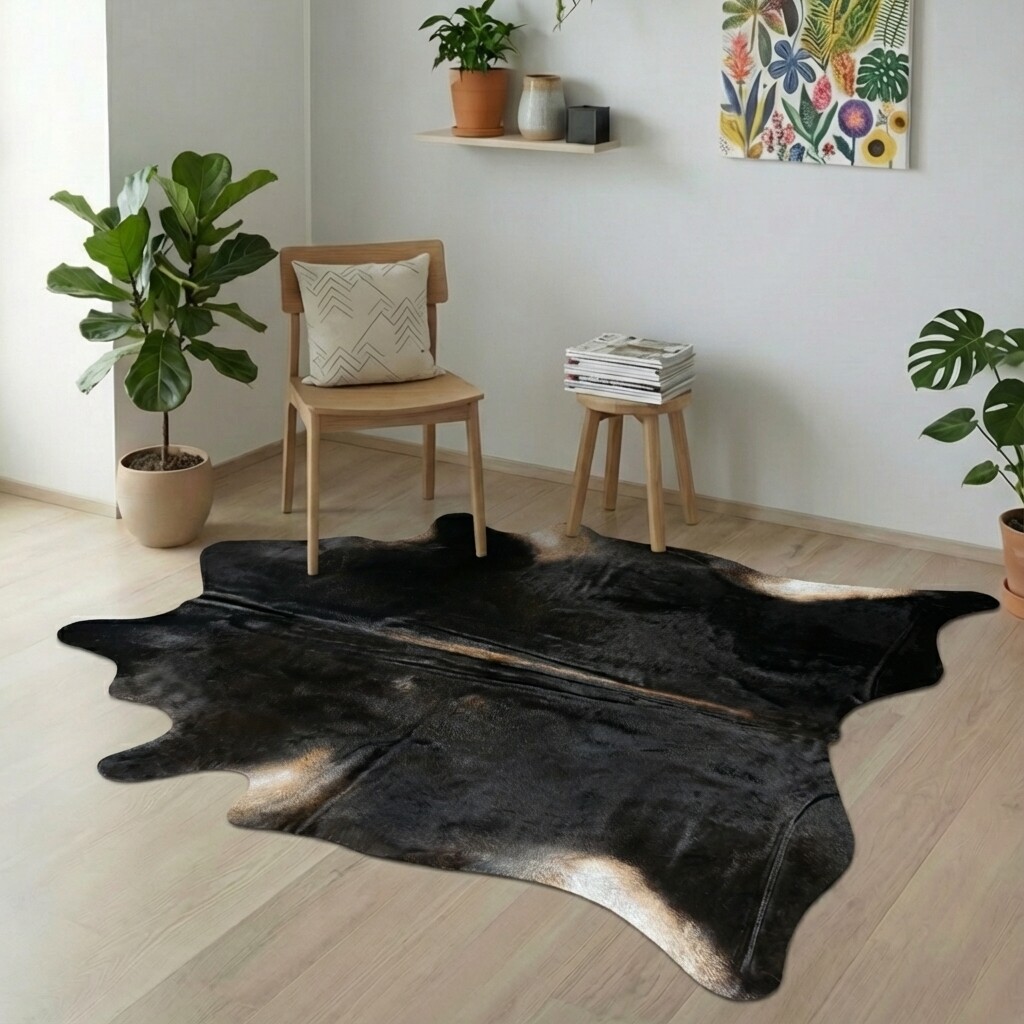 Koeienhuid Vloerkleed 223x191 cm XL (Groot) - interieurfoto