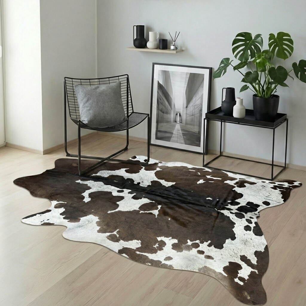Koeienhuid Vloerkleed 224x196 cm XL (Groot) - interieurfoto