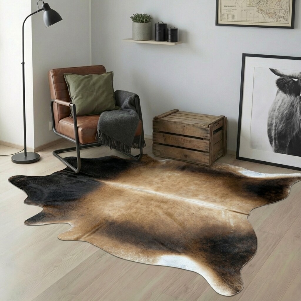 Koeienhuid Vloerkleed 236x184 cm XL (Groot) - interieurfoto