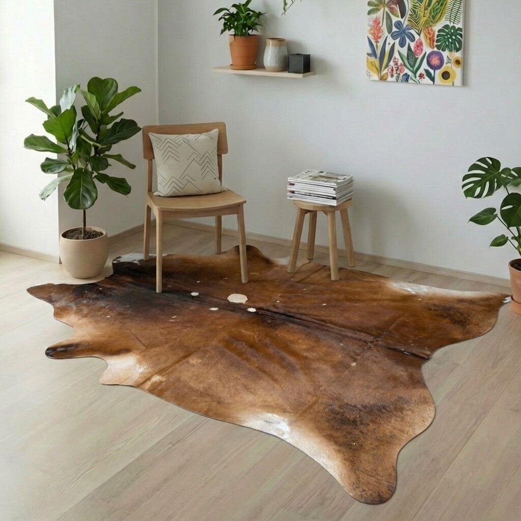 Koeienhuid Vloerkleed 227x202 cm XL (Groot) - interieurfoto