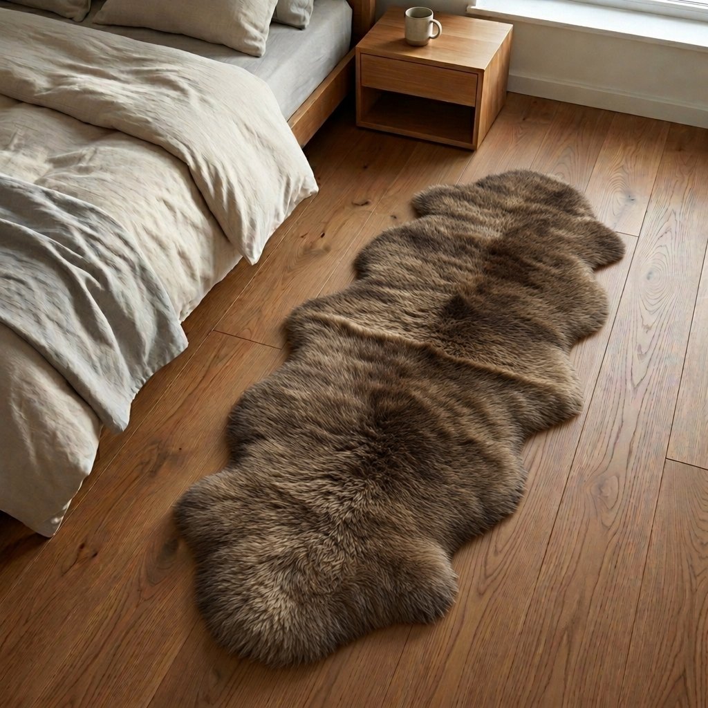 Schapenvacht vloerkleed bruin – 2 vachten - image 1