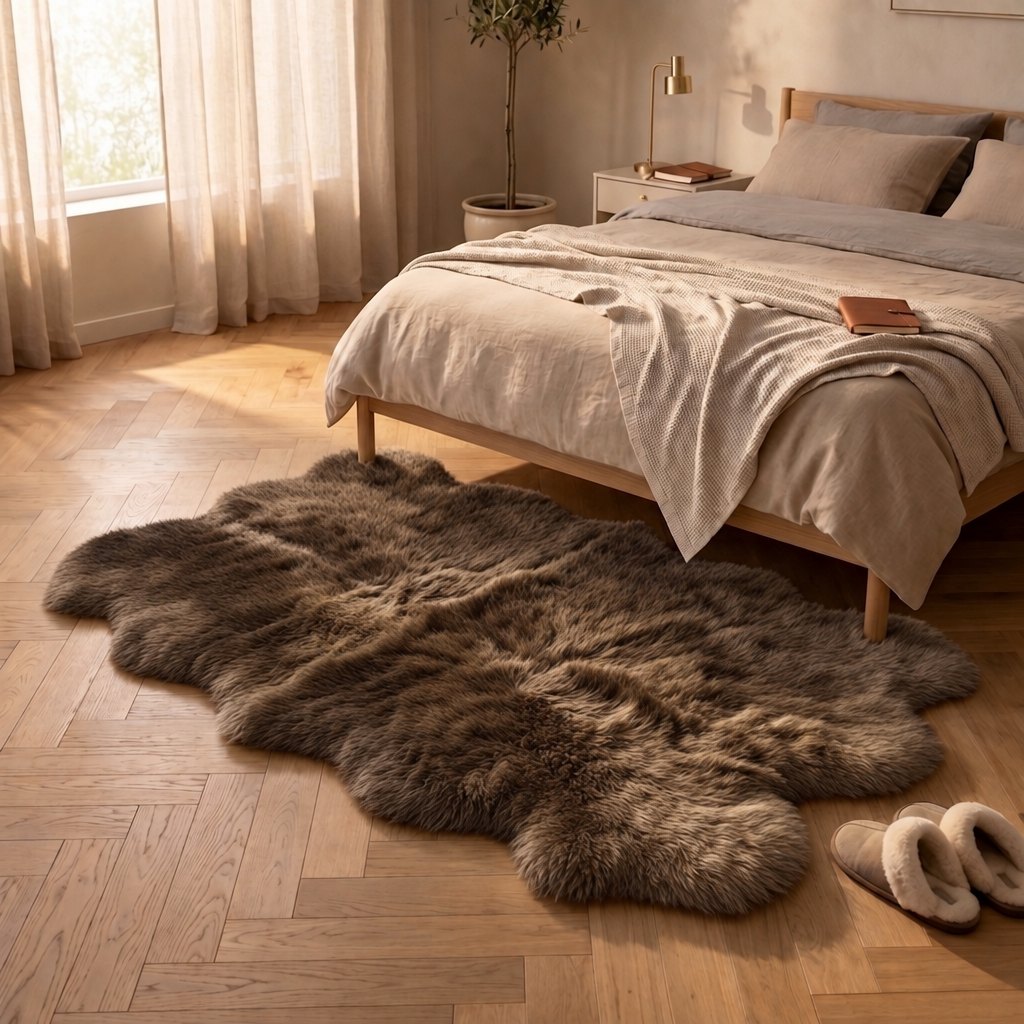 Schapenvacht vloerkleed bruin – 4 vachten - image 2