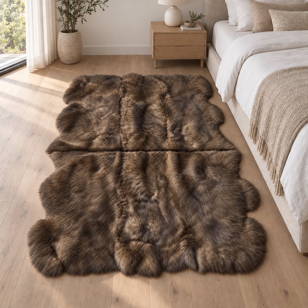 Schapenvacht vloerkleed bruin – 6 vachten - image 2