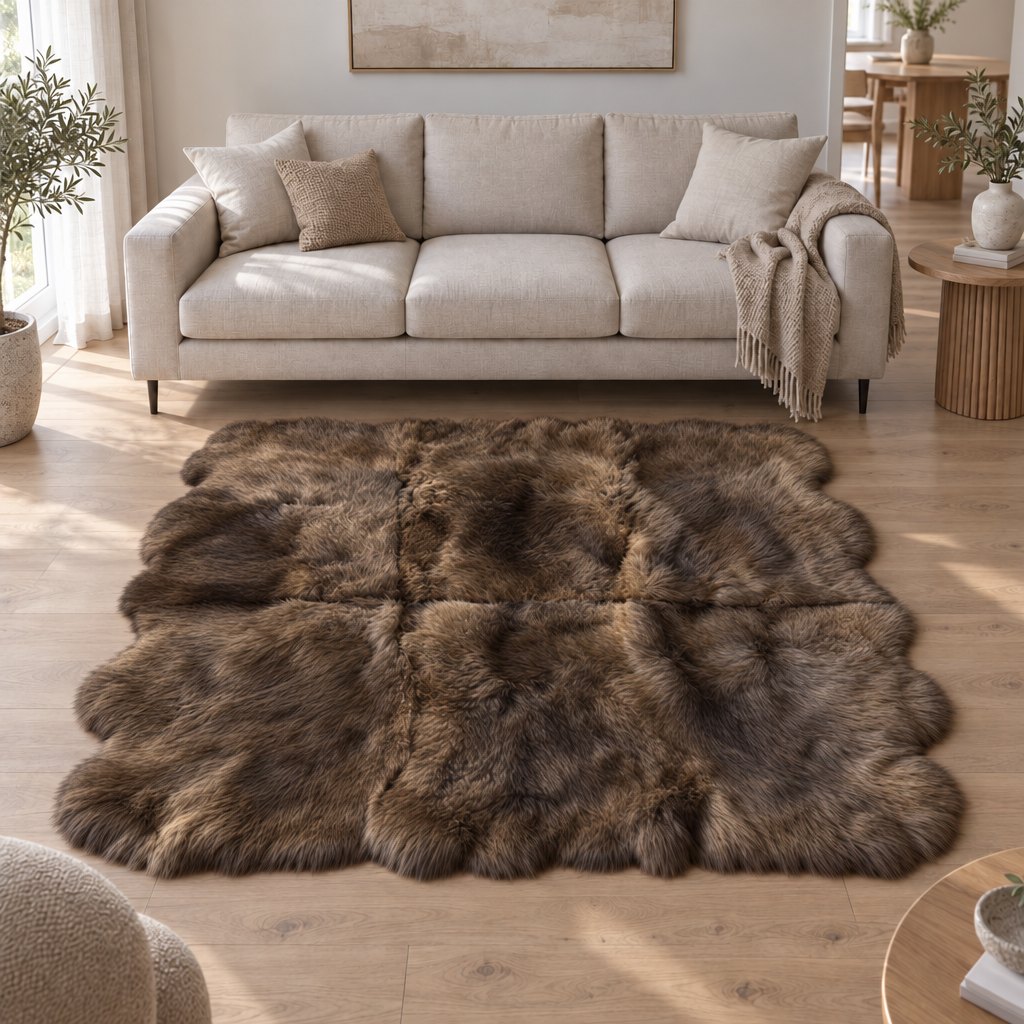 Schapenvacht vloerkleed bruin – 6 vachten - image 1