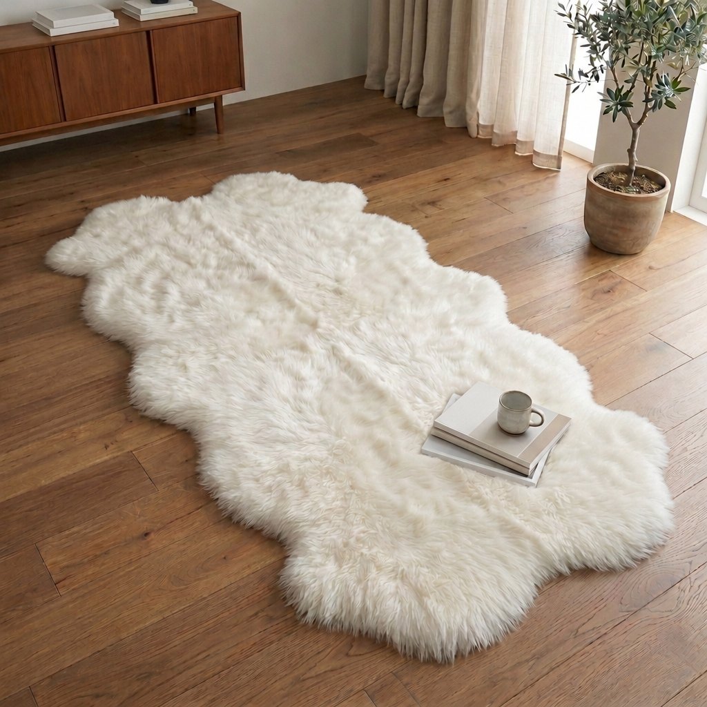 Schapenvacht vloerkleed wit – 4 vachten - image 1