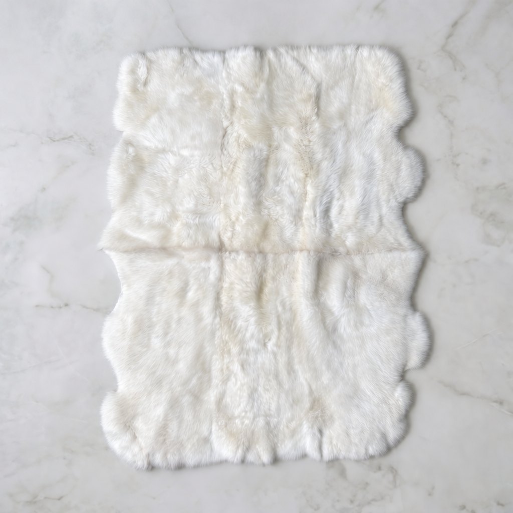 Schapenvacht vloerkleed wit – 6 vachten, van bovenaf