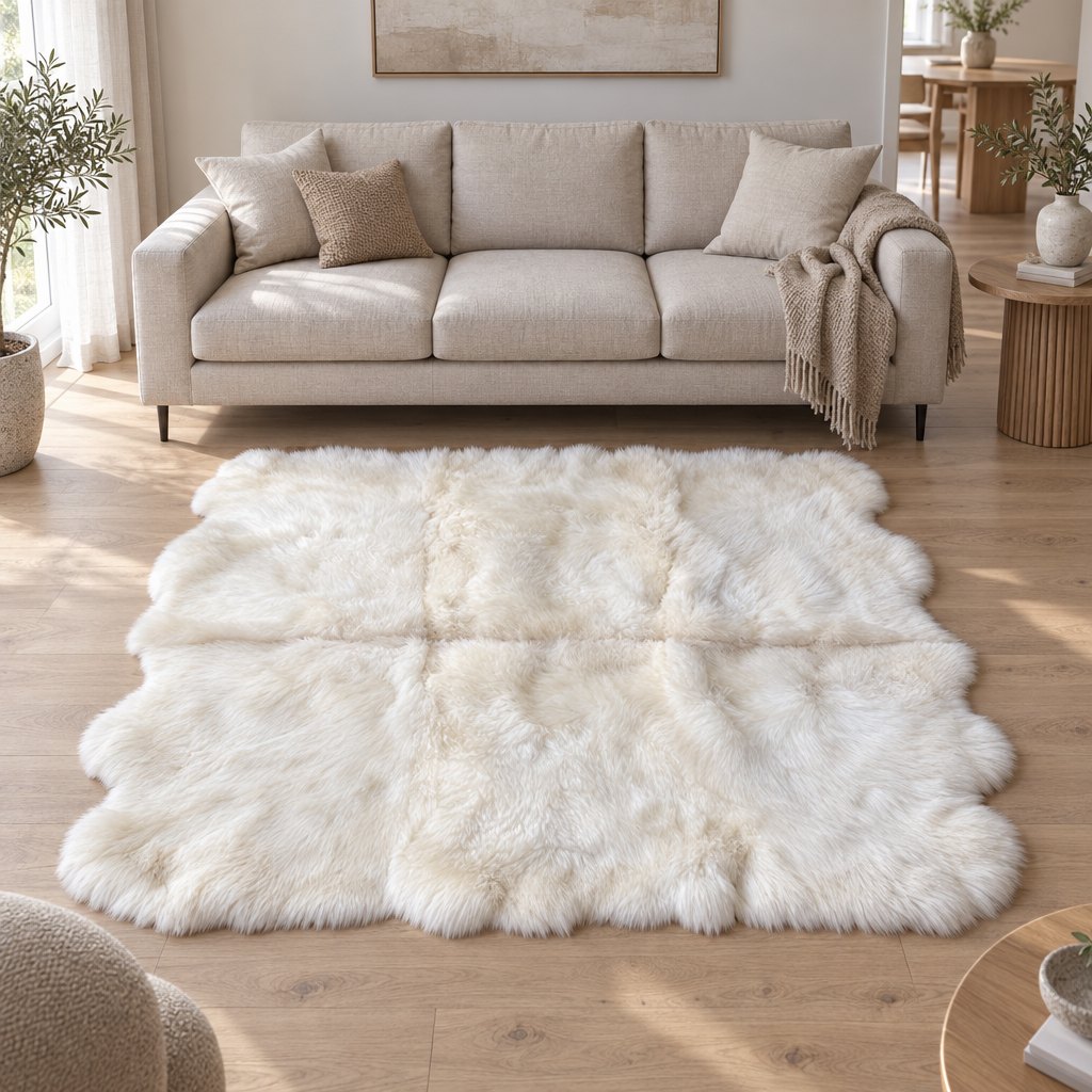 Schapenvacht vloerkleed wit – 6 vachten - image 1