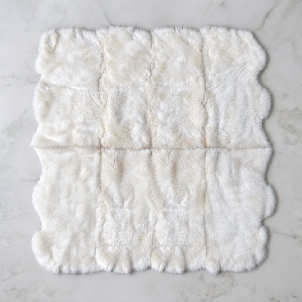 Schapenvacht vloerkleed wit – 8 vachten, van bovenaf