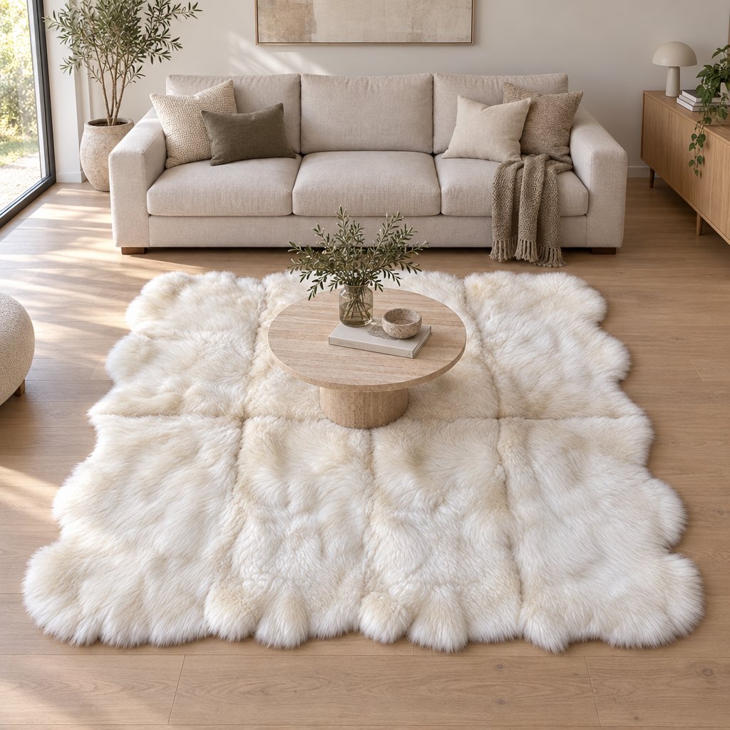 Schapenvacht vloerkleed wit – 8 vachten - image 1
