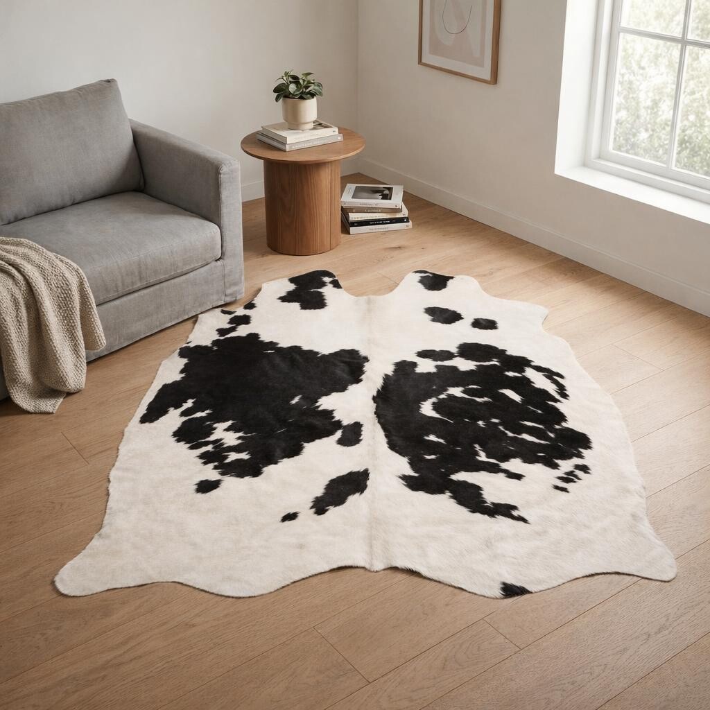 Koeienhuid Vloerkleed 192x166 cm - interieurfoto