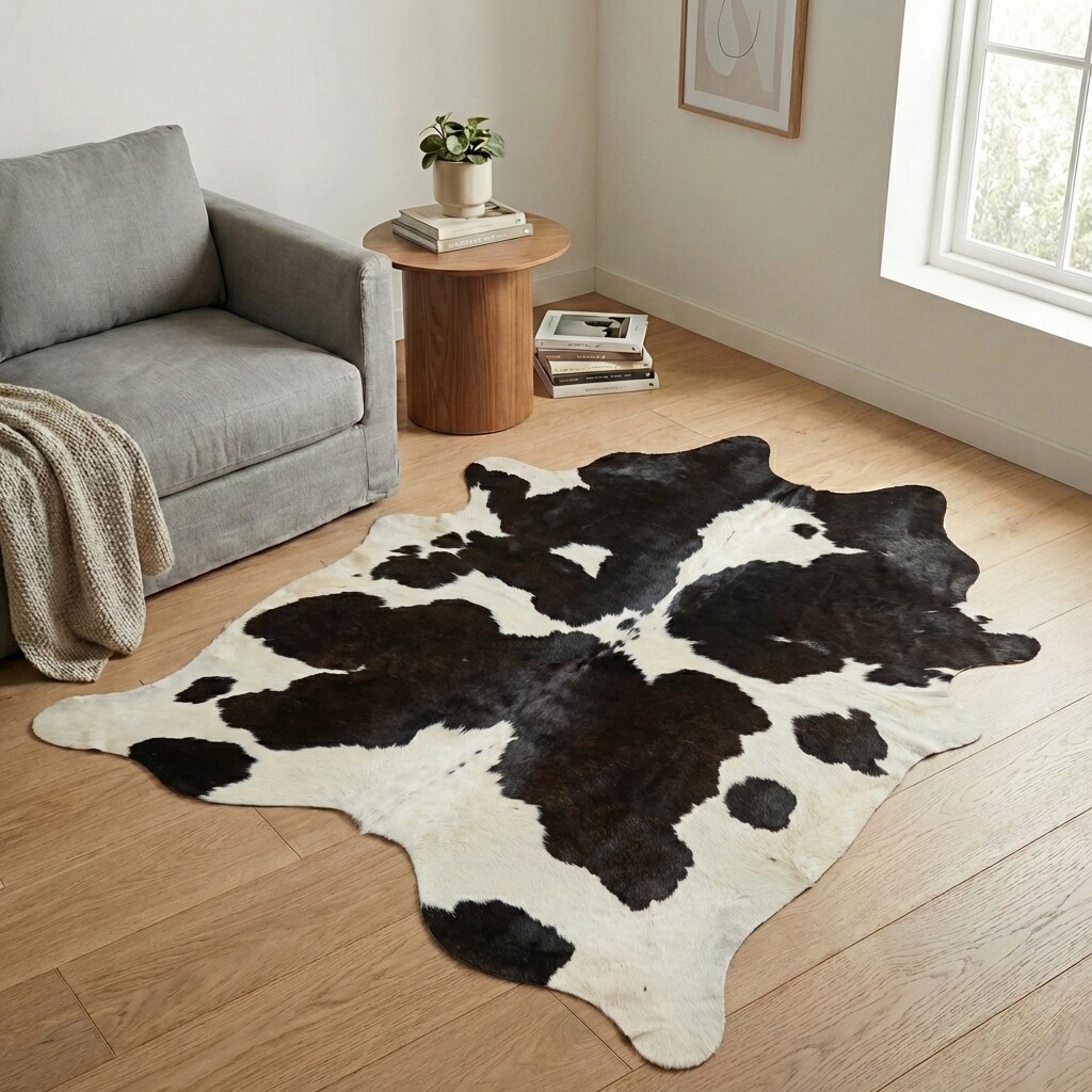 Koeienhuid Vloerkleed 201x174 cm - interieurfoto