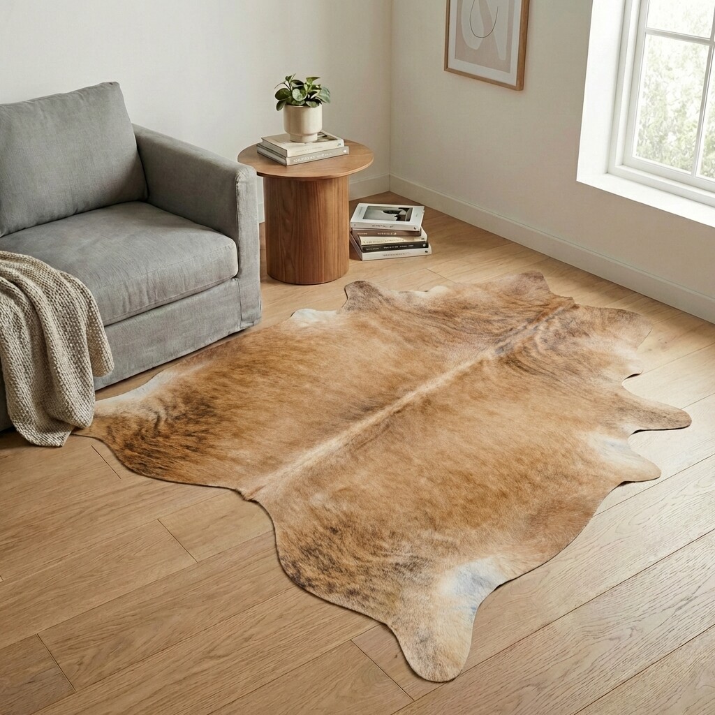 Koeienhuid Vloerkleed 203x180 cm - interieurfoto