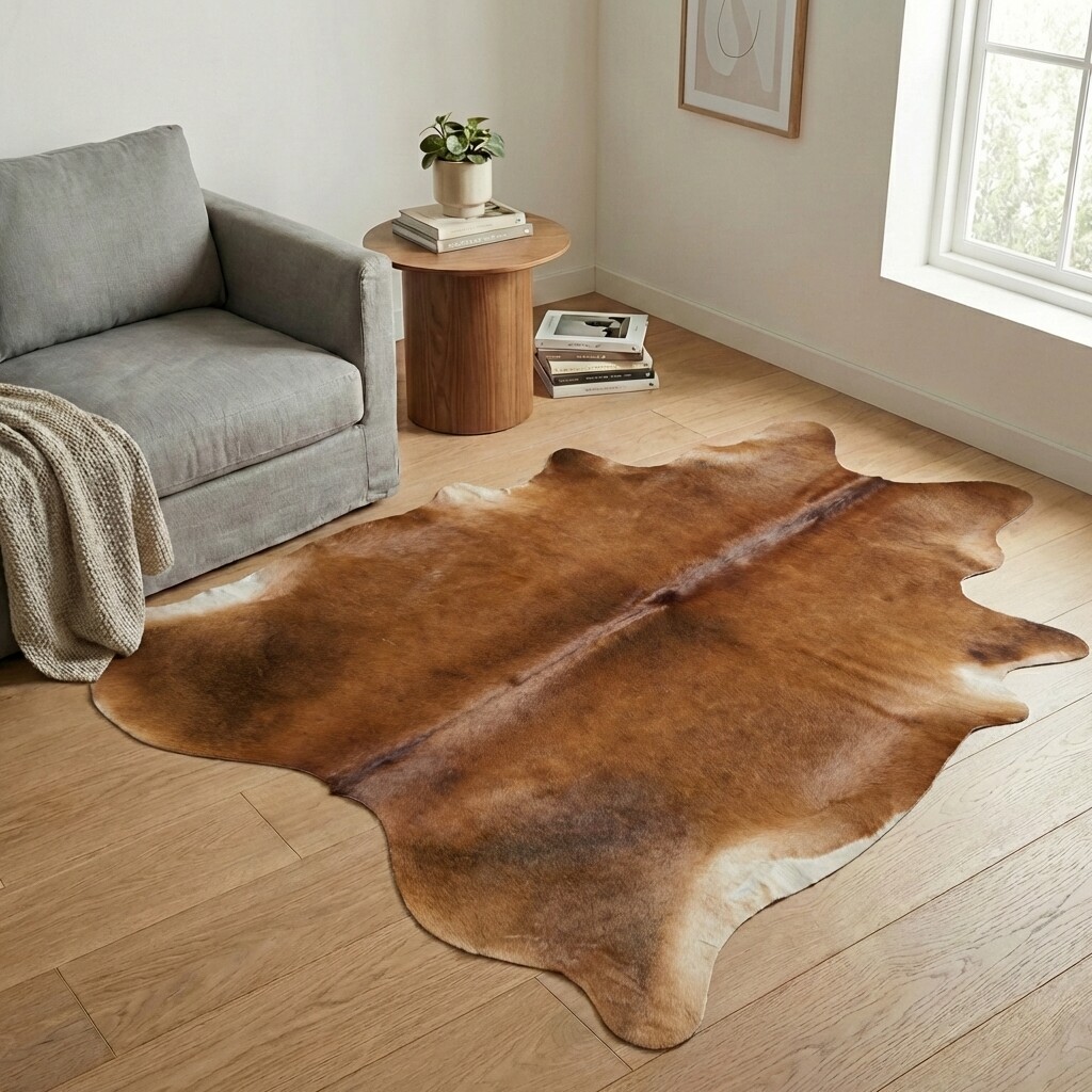 Koeienhuid Vloerkleed 202x186 cm - interieurfoto