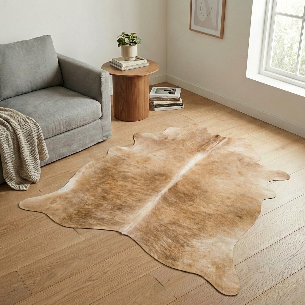 Koeienhuid Vloerkleed 200x181 cm - interieurfoto