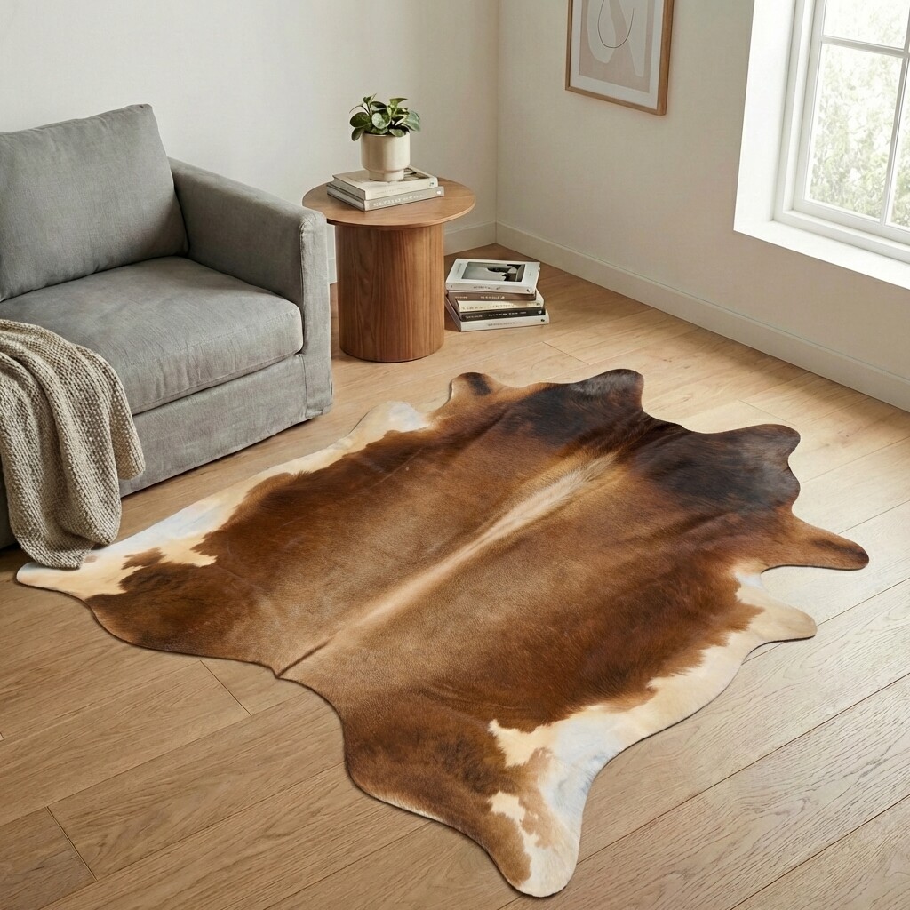 Koeienhuid Vloerkleed 193x188 cm - interieurfoto