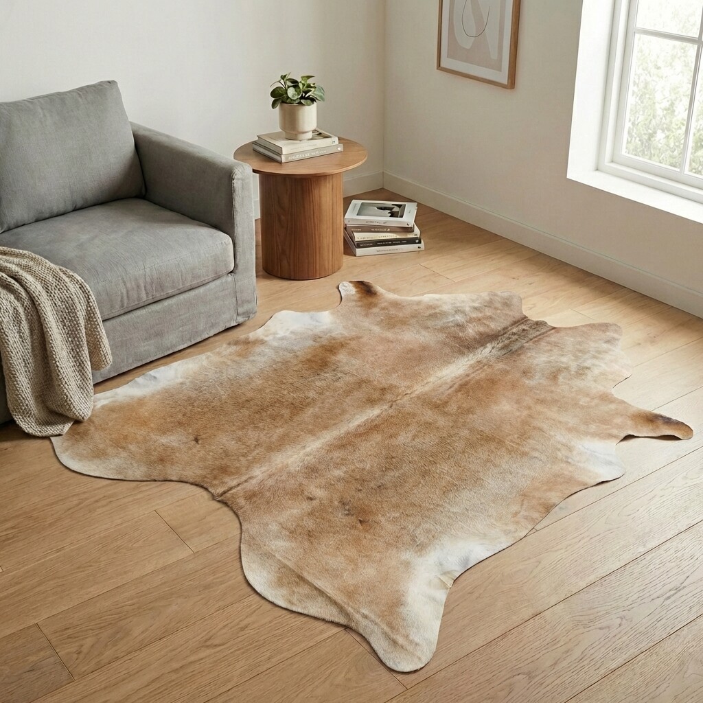 Koeienhuid Vloerkleed 196x191 cm - interieurfoto
