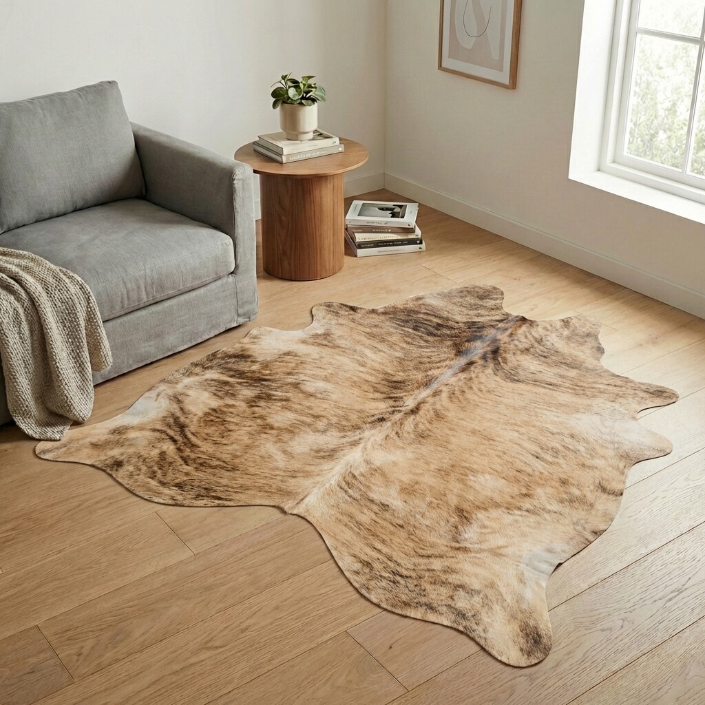 Koeienhuid Vloerkleed 191x182 cm - interieurfoto