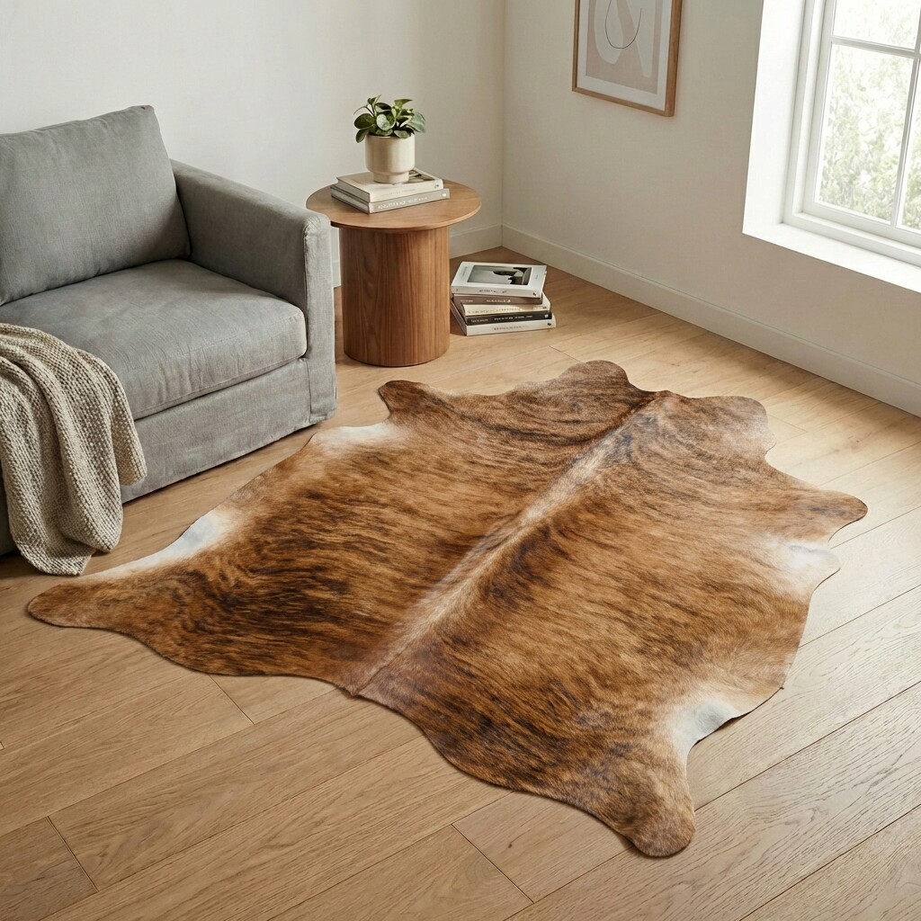 Koeienhuid Vloerkleed 185x185 cm - interieurfoto