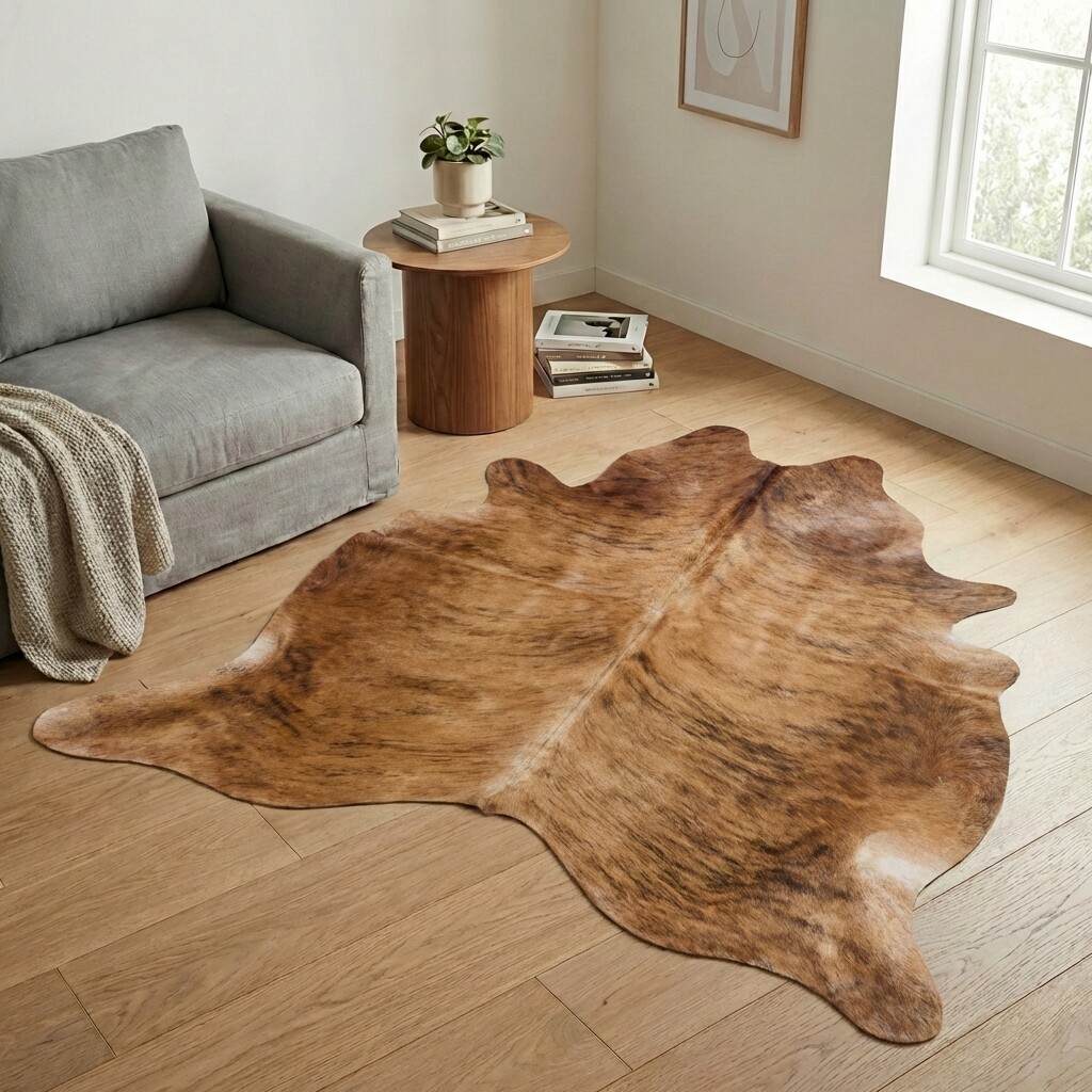 Koeienhuid Vloerkleed 195x195 cm - interieurfoto