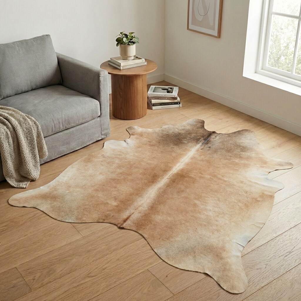 Koeienhuid Vloerkleed 192x175 cm - interieurfoto