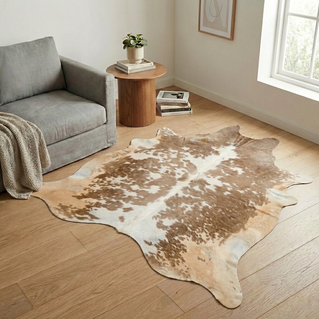 Koeienhuid Vloerkleed 201x198 cm - interieurfoto