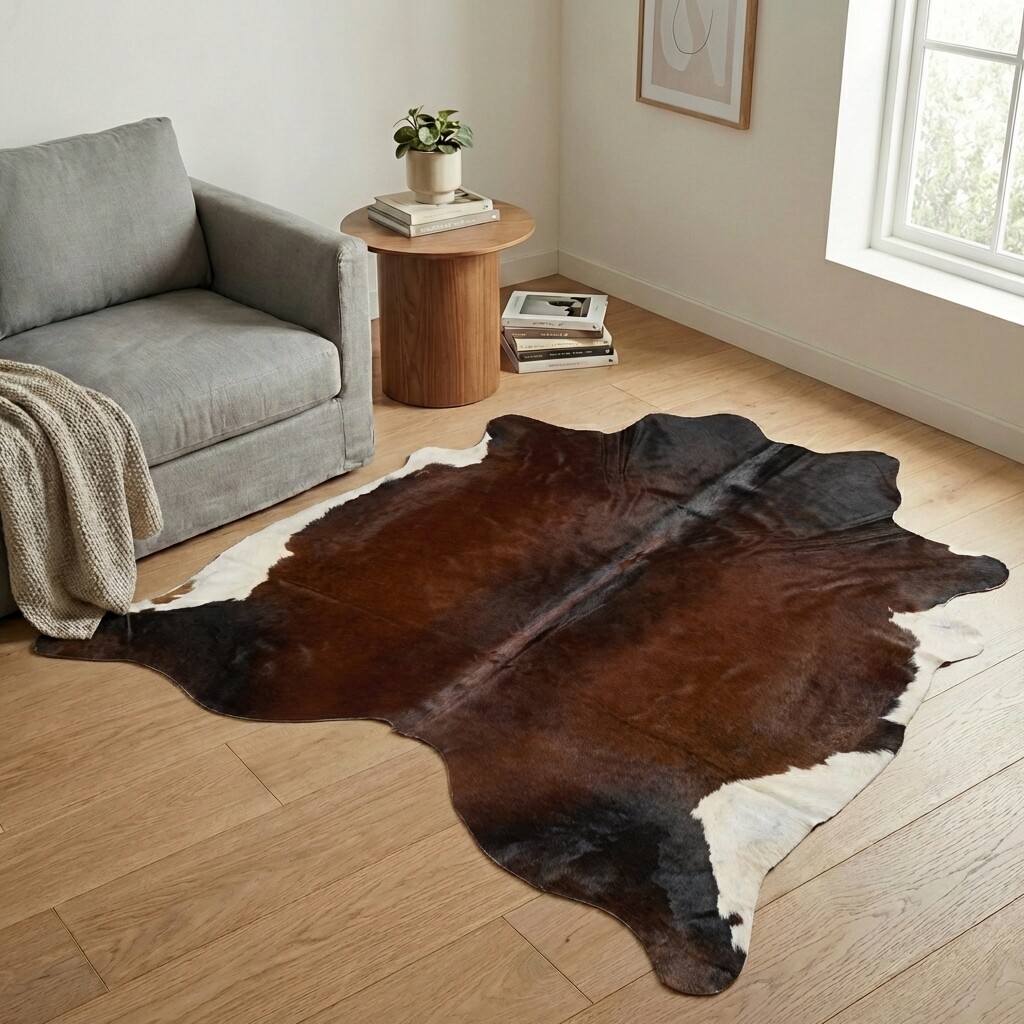 Koeienhuid Vloerkleed 193x193 cm - interieurfoto