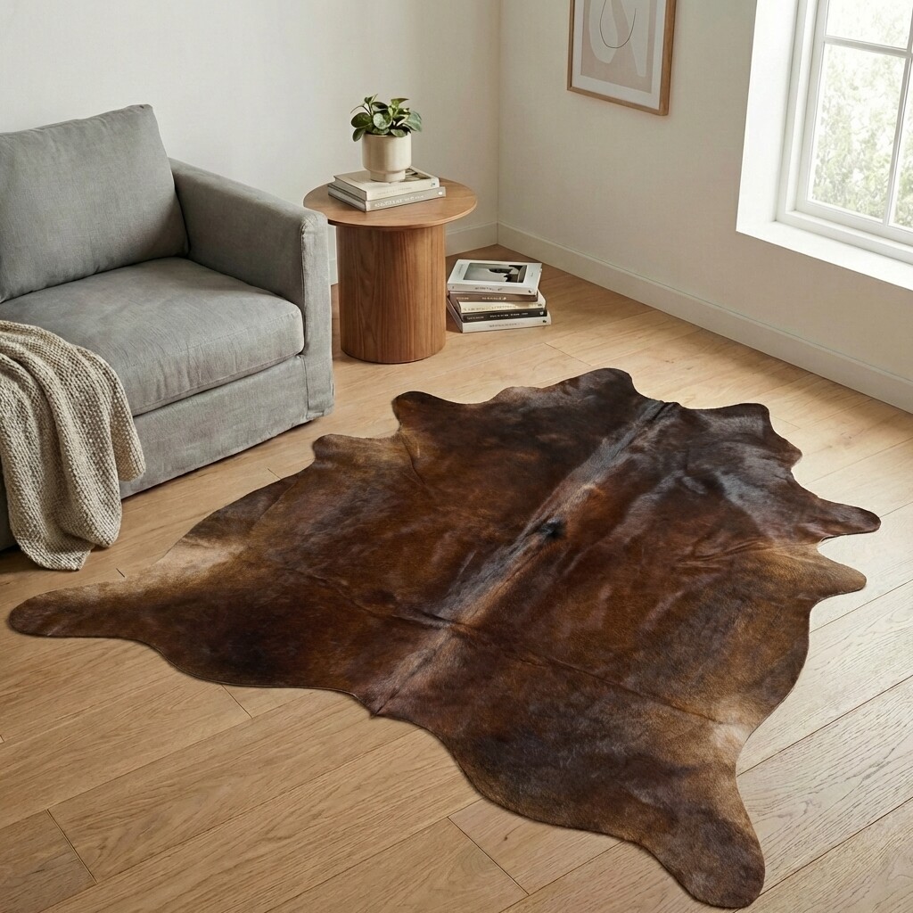 Koeienhuid Vloerkleed 201x190 cm - interieurfoto