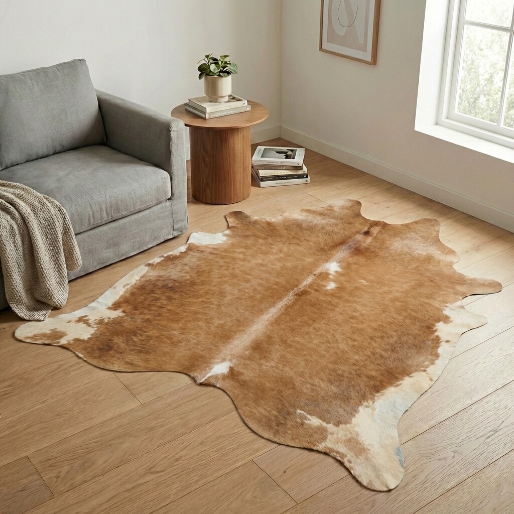 Koeienhuid Vloerkleed 201x192 cm - interieurfoto